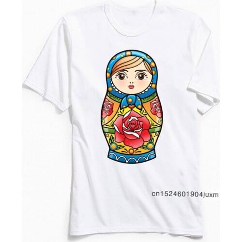 Kawaii T-shirt Printed Men T Shirts RUSSIAN NESTING DOLL Custom Gift Tshirt Matryoshka Cartoon Tops Tees Summer Clothes Cute