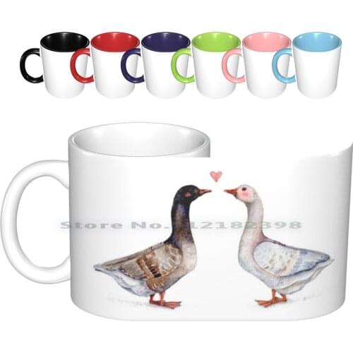 Geese Love Ceramic Mugs Coffee Cups Milk Tea Mug Geese Goose Pilgrim Geese Love Romantic Couple Pair Anniversary Wedding