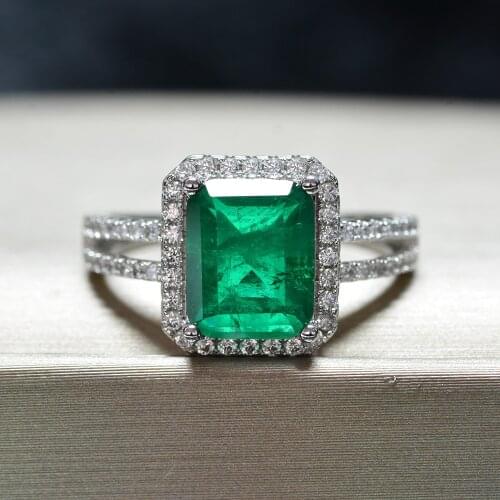 KNRIQUEN Sterling Silver 925 Ring Square Simulation Emerald Aquamarine Diamond Rings Engagement Anniversary Women Gift Wholesale