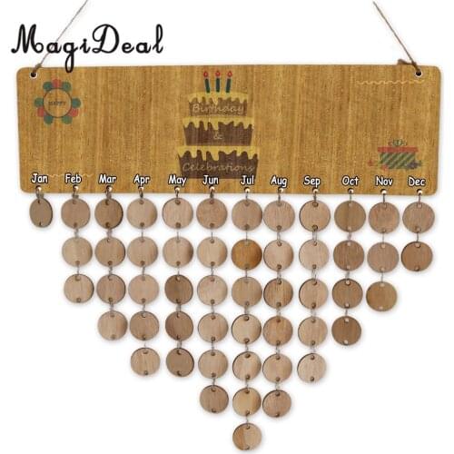 MagiDeal Vintage Wood Calendar Board Birthday Celebration Reminder Plaque Home Decor