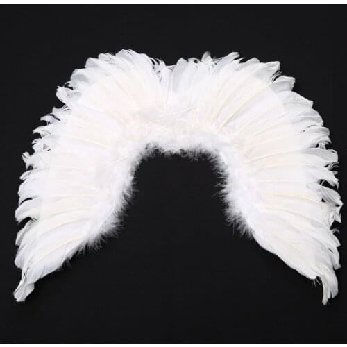 New Beautiful Charming Fairy Angel Wing Costume Fancy Stage Performance Dress Up White Feather For Party Wedding