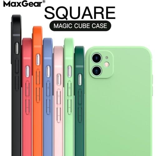 New Square Color Silicone Phone Case For iPhone 11 Pro XS Max X XR XS 6 6S 7 8 Plus SE 2 Original Luxury Solid Color Soft Cover