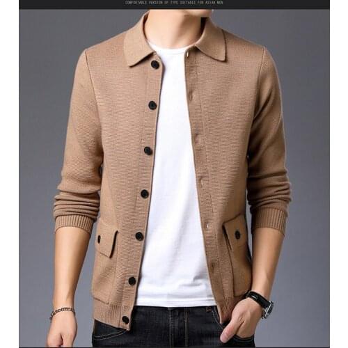 2021 Autum Winter Brand Fashion Knitted Lapel Sweater Cardigan Vintage Sweater Men Casual Woolen Men Coats Jacket Man Clothes