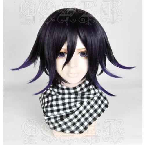 Styled High Quality New Danganronpa V3 Koukichi Kokichi Ouma Wig Heat Resistant Synthetic Hair Costume Cosplay Wigs + Wig Cap