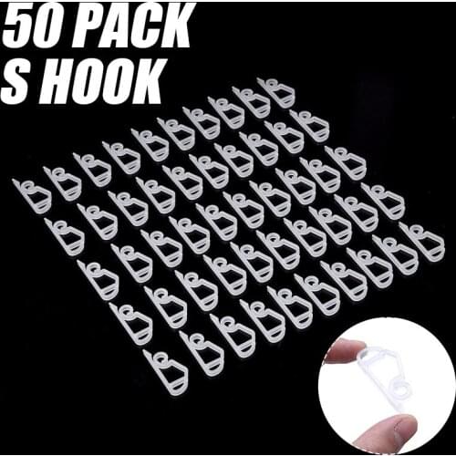 50pcs Plastic Gutter Hooks Clips For Outdoor Christmas Icicle Fairy Lights Clips Hang Hook For Party String Lights