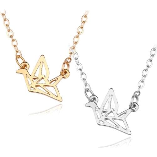 Simple Origami Crane Necklace Hollow Alloy Pendant 2020 New Fashion Jewelry Girls Ladies Choke Jewellery Gifts