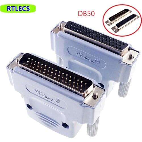 2Pcs D-Sub Connector 50 Position 3 Rows Receptacle Socket Female Wire Solder Type 50 Pin Industrial Level + Plastic Shell DIY