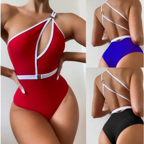 Sexy Womens One-piece Solid Swimwear Slimming Push Up Biquini Bathing Womens Swimsuit 2021 Monokini Push Up Swimwear Bikini
