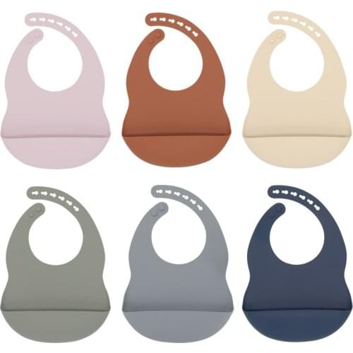 Silicone Bibs Soild Color For Kids Newborn Baby Feeding Tableware Waterproff Baby Bibs For Toddler Breakfast Feedings Burp Cloth