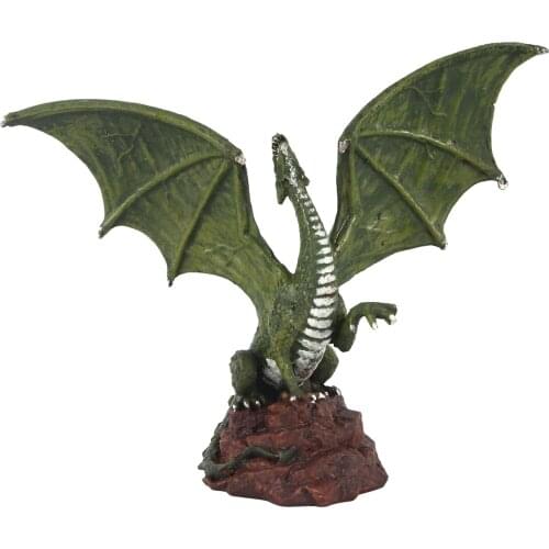 Green Dragon Figurine Animal Sculpture Statue Home Desktop Craft 14cm Tall