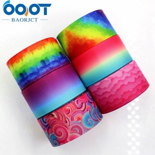 OOOT BAORJCT 175196 25mm 10yard Clouds Ribbons Thermal transfer Printed grosgrain Wedding Accessories DIY handmade material