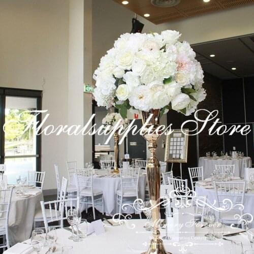 New Product 98cm Tall Flower Vase Wedding Decorative Gold Metal Vase Centerpieces Metal Flower Vase With Large Bowl