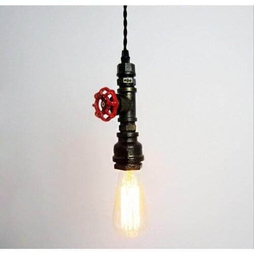 Vintage Industrial Wrought Iron Metal E27 Edison Bulb Valve Pendant Light Retro Water Pipe For Cafe Bar corridor aisle light