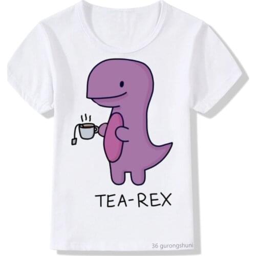 Funny boys t shirt cute dinosaur graphic print kids clothes fashion tee summer girls t-shirt clothing casual short sleeve tops