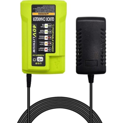 40V Battery Charger OP403 with USB Plug Port Replacement for Ryobi 40 Volt Lithium Battery Charger