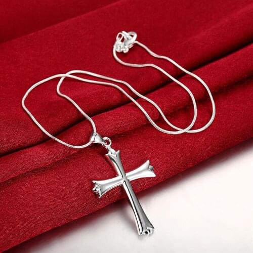 Charms Classic cross Pendant 925 Sterling Silver Necklace For Women Wedding party luxury Jewelry fashion fine Christmas gift