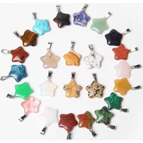 1-10Pcs 20MM Wholsale Natural Stone Pendants Star Shaped Red Jade Pendant Charm For Women Earring Necklace Jewelry Making DIY