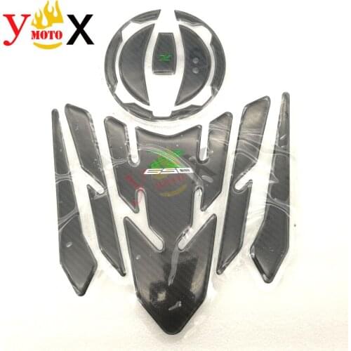 New Style 1 Set 3D Carbon Fiber Tank Gas Cap Pad & Tank Sticker Decal Emblem Protector for For Kawasaki Z650 2017