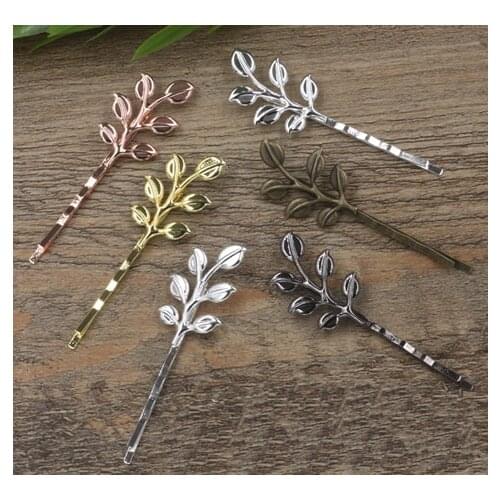 10pcs Retro Flower Motif Hair Jewelry Charm Women Leaf Hairpin Word Folder Hair Clips Barrettes DIY Hair Wear Accessories