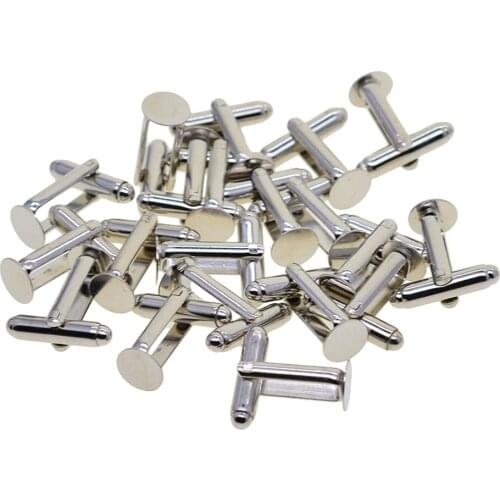 20 pcs 8mm Blank Round Cabochon Cuff Link Settings Bases DIY Formal Cufflink for Small Stones Crystals Jewelry Findings