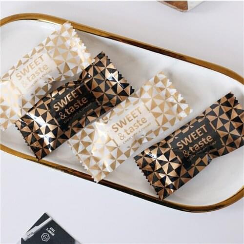 2000 X Thicken White&Black Gold Lattice Pattern Nougat Packaging Bags Candy Cake Package Wedding Sweet Bags 4*9.5cm Wholesale