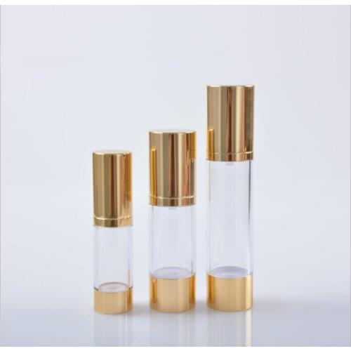 30ML Gold airless plastic pump bottle for lotion/emulsion/serum/whitening liquid essence/mist fine sprayer skin care packing