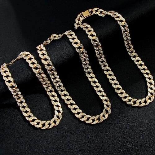 41/53/62CM Crystal Cuban Link Chain Choker Necklace Female Gold Silver Color Simple Chunky Collar Necklace Unisex Jewelry Gift