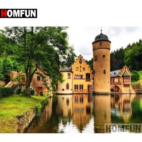HOMFUN Full Square/Round Drill 5D DIY Diamond Painting "House landscape" Embroidery Cross Stitch 5D Home Decor Gift A17846