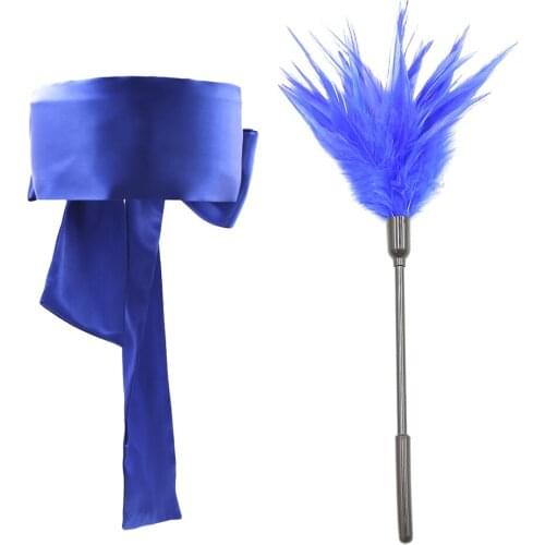 Satin Blindfold Eye Mask Feather Tickler Whip Naughty Party Game Adults Toys