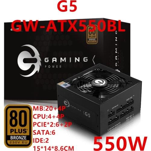 New PSU For Great Wall Brand Full Module 80plus Bronze ATX RTX2080 1080Ti Rated 550W Peak 650W Power Supply G5 GW-ATX550BL