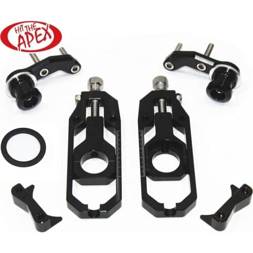 Chain Adjuster Tensions CNC Catena Rear Axle Spindle With Paddock Bobbins Fit for Aprilia RSV4 2009 2010 2011 2012 2013 2014