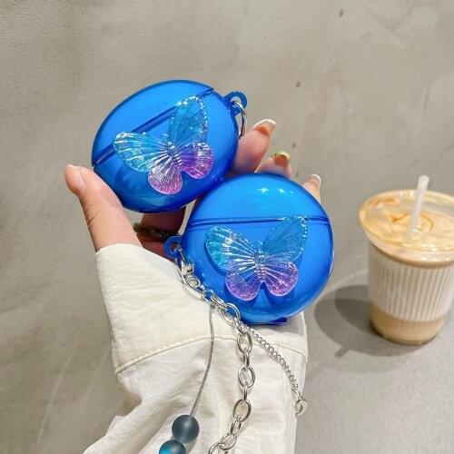 For huawei freebuds 4i case,Nice blue butterfly Case for freebuds pro Soft Earphone Cover For huawei freebuds 3 4 with Bracelet