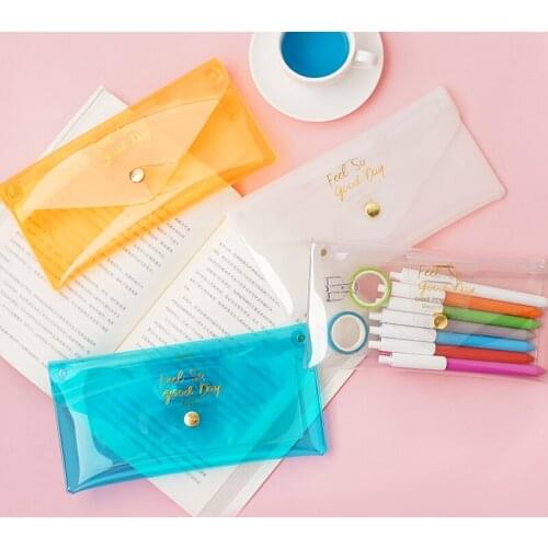 1Pc candy color Transparent Pencil-Case PVC Estuches School Pencil Box Pencilcase Pencil Bag School Supplies Stationery