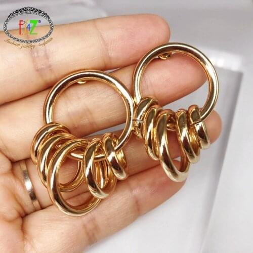 F.J4Z 2020 Trend Women Golden Earrings Fashion Silver Color Tubes Circles Dangle Earring Lady Punk Ear Drops for Party Christmas