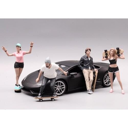 Resin figure 1: 24 skateboard youth series resin doll car model scene ornament doll