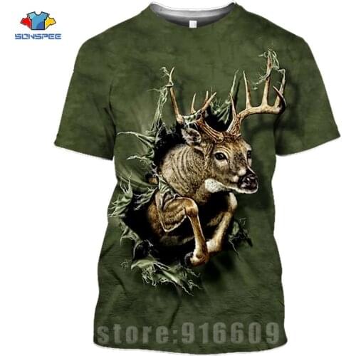 Animal Deer Shirt Anime 3D Print Camouflage T Shirts Elk Hunter Mens Clothes Women Funny T-shirt Harajuku Shirts Homme Tshirt