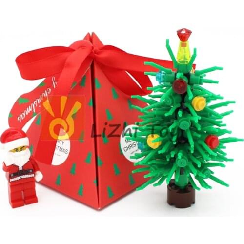 Lizhi MOC Building Blocks Toy DIY Christmas Tree Santa Claus Christmas Gift Box Small Blocks Assembled for Kids Toys