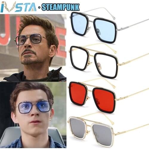IVSTA Tony Stark Sunglasses Steampunk Goggles Johnny Depp Punk Flight Style Luxury Brand Designer Glasses Fashion Myopia Optical