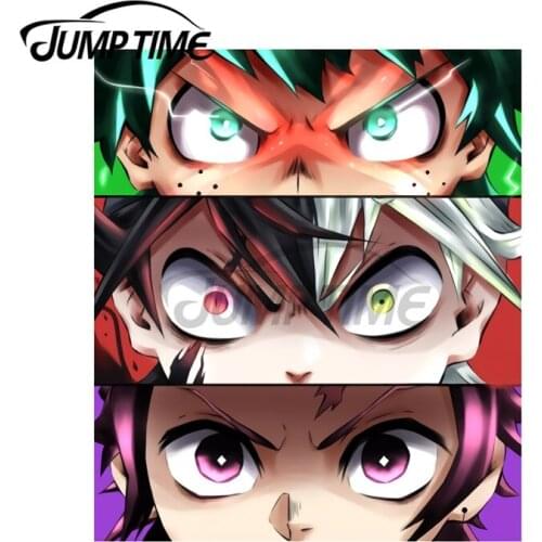 JumpTime 13 x 10.2 cm For Deku, Asta & Tanjiro Kamado Eyes Motorcycle Surfboard Car Stickers Personality Decal Anime Graphics