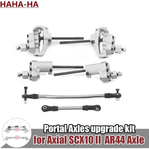 Metal Front and Rear Portal Axles Upgrade Kit with Steel Steering Link for 1/10 RC Crawler AR44 Axle Axial SCX10 II 90046 90047