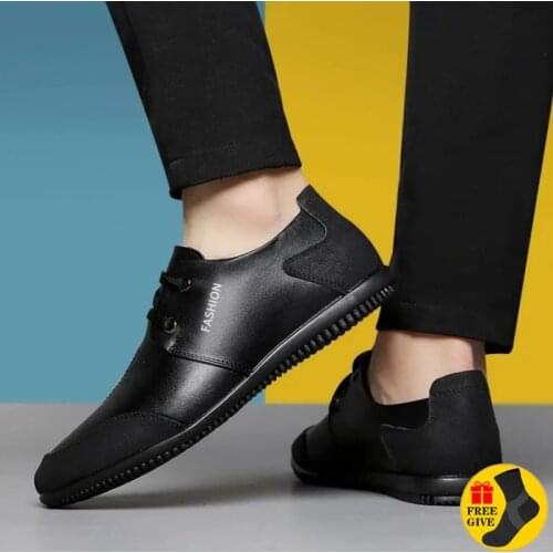 Fashion Men Sneakers Leather Casual Shoes Lac-up Men Shoes Lightweight Soft Office Shoes Walking Sneakers Zapatillas Hombre