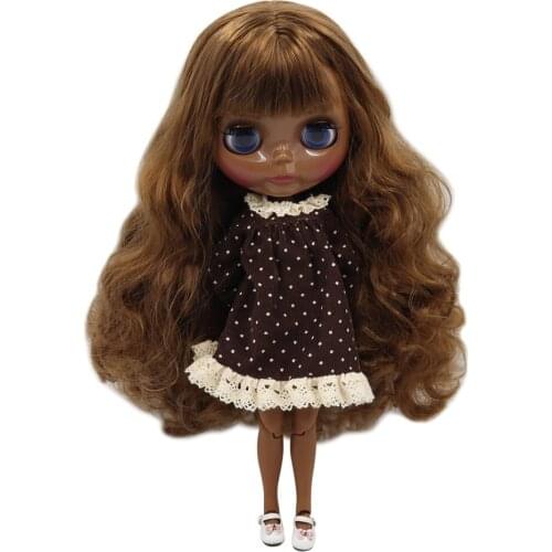 ICY DBS Blyth doll Super black skin joint body smooth face Dark brown hair. No.BL0623