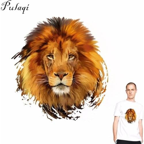 Pulaqi Male Animal Patches Iron On Transfer Vinyl For Lion Patch Heat Transfers T-shirt Clothing A-level Washable Accessories E