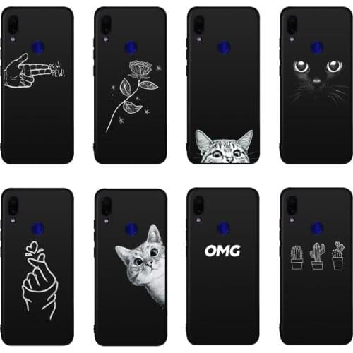 QAQsam 6.3" Soft Silicone For Xiaomi Redmi Note 7 Case Cover Painting Matte Phone Cases Funda