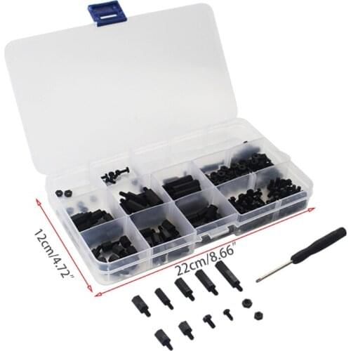 Raspberry Pi Screw Set Black Nylon Screw Parts Spacers Nuts Installation Tool with Screwdriver+Plastic Storage Case A10 21