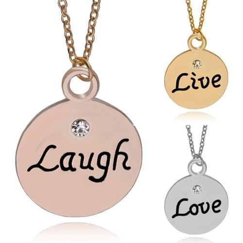 2016 New Arrival Fashion Pendant Necklace Live Laugh Love Best Friends Necklace 3pcs/set Wholesale 12sets/lot