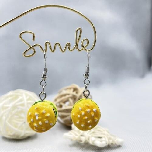 Brand new Korean fashion cute hamburger earrings earrings, beautiful girls gifts, ladies earrings