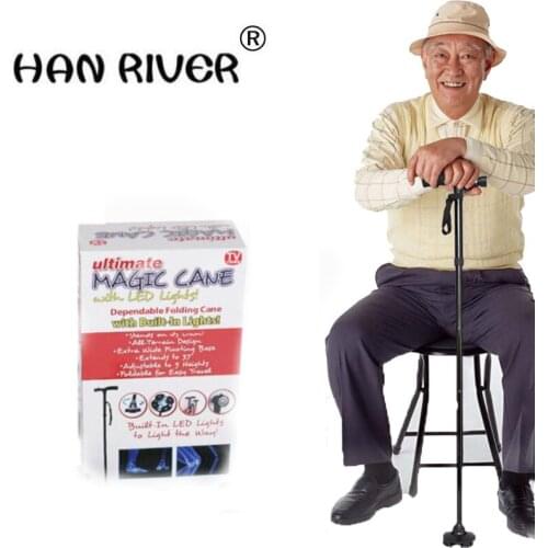 HANRIVER 2018 The new hot TV fold belt light aluminium crutch old four foot corners of multi-functional telescopic cane cane