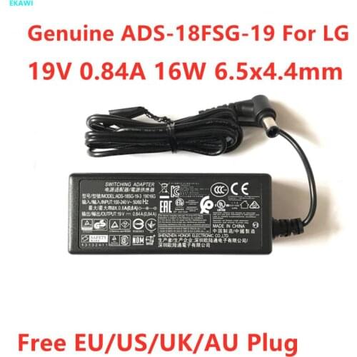 Genuine ADS-18FSG-19 19V 0.84A 16W AC Switching Adapter For LG 19M38A 19M38D 19M38H 22MK430H LCAP36 LCAP42 Power Supply Charger