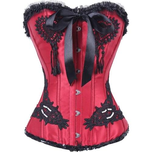Plus Size Bustier Corsets Gothic Lace Up Binders and Shapers Overbust Body Shapewear Women Sexy Slimming Waist Trainer Boned